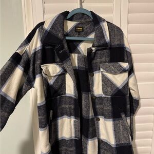 Ci Sono Blue and White Plaid Outerwear